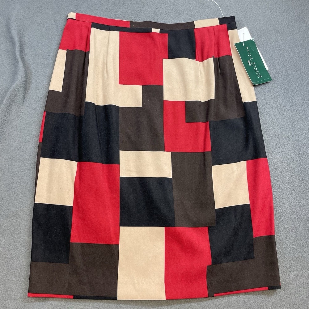 NWT Harve Benard Women Skirt Geometric Colorblock Red Black 10P VTG Mod Pencil